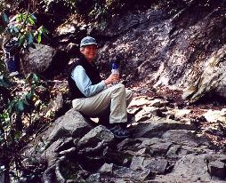 Anne drinking on the rocks